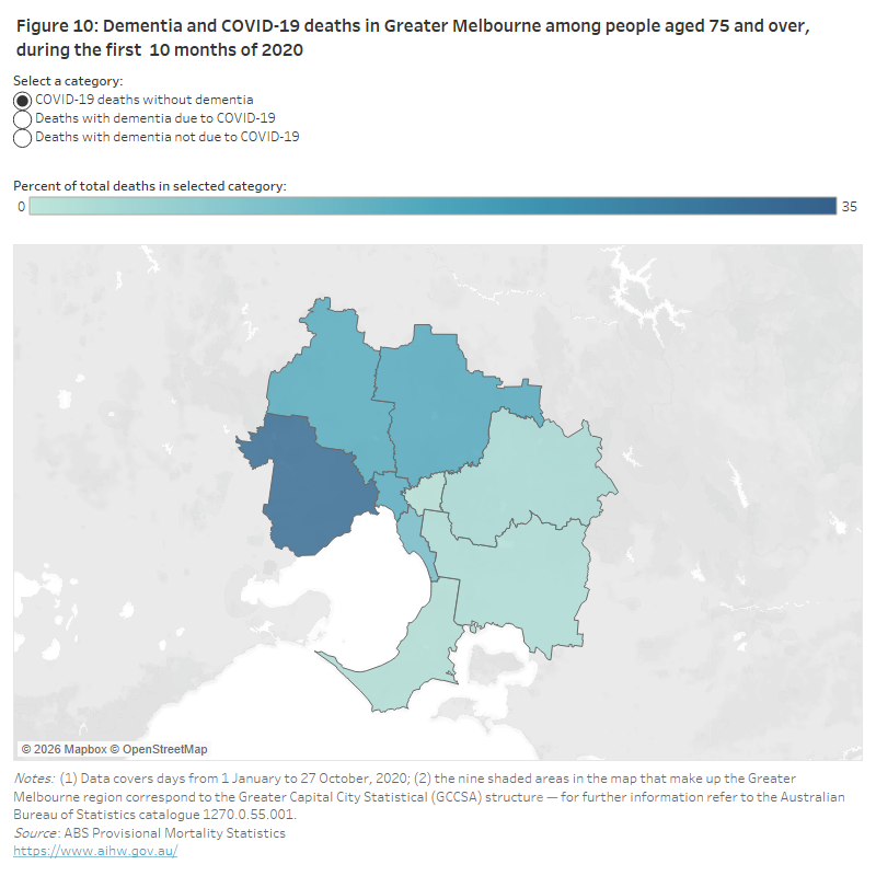 Dementia deaths during the COVID19 pandemic in Australia, Geographic and socioeconomic areas