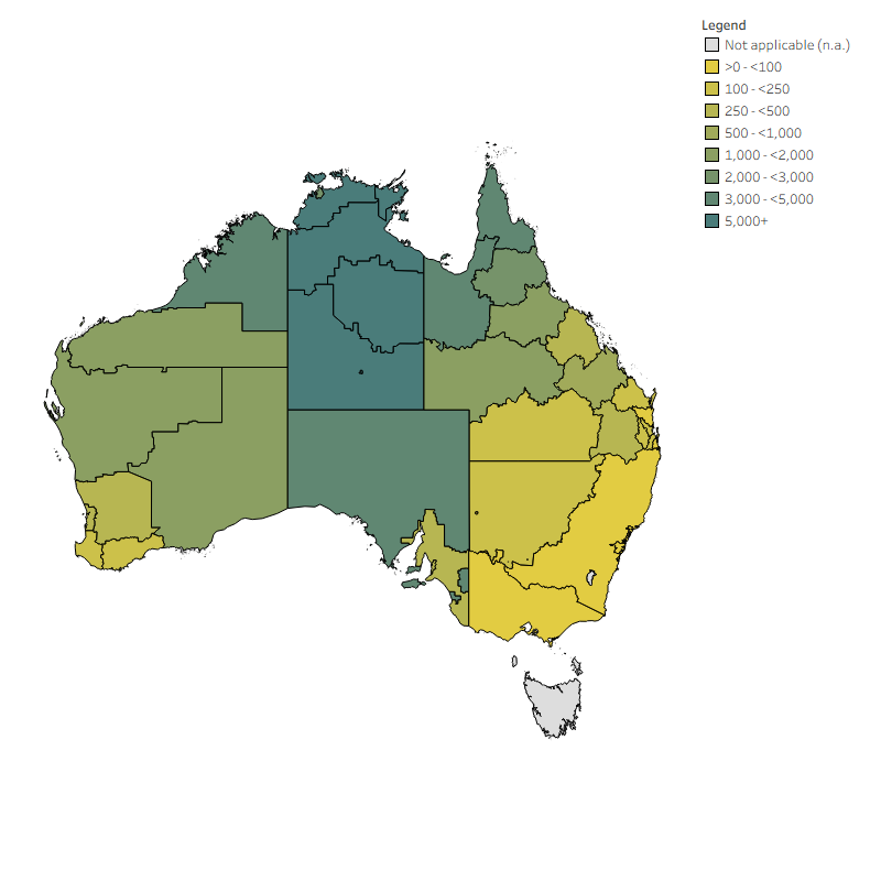 The northern half of Australia has higher rates of management for ARF and/or RHD.